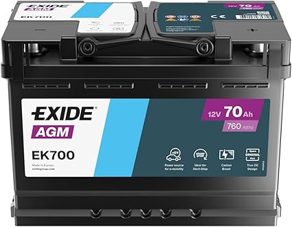 Exide 096 AGM Car Battery 70Ah AGM700 EK700 12V