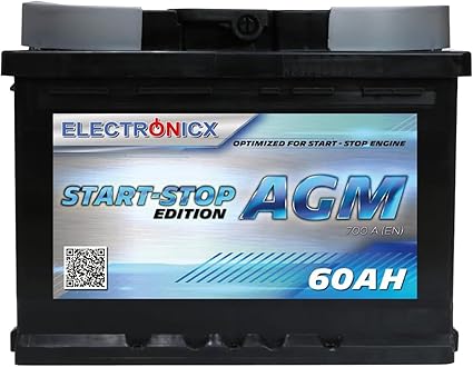 Electronicx AGM Car Battery 12V 60Ah 700A EN Start-Stop
