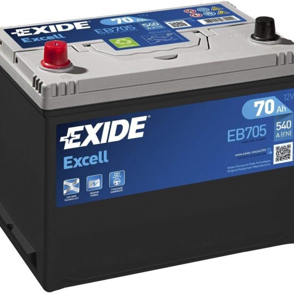 Exide EB705 12V 70Ah 540A Car Battery – 3-Year Warranty