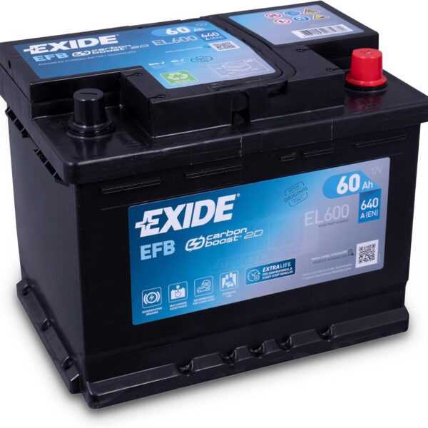 Exide EL600 EFB Stop-Start Car Battery 12V 60Ah 640CCA