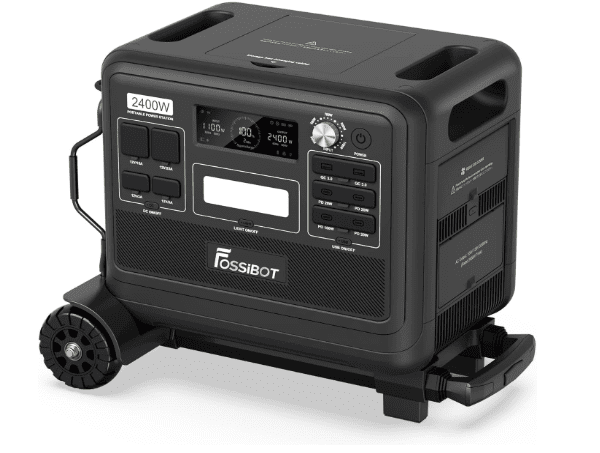 FOSSiBOT F2400 Portable Power Station 2048Wh + Hand Truck – LiFePO4 Solar Generator for Home Backup, Camping & RV