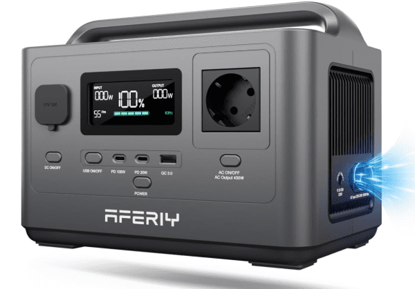 AFERIY 400W Portable Power Station 256Wh LiFePO4 – 1.5H Fast Charge, 230V Pure Sine Wave, UPS for Camping
