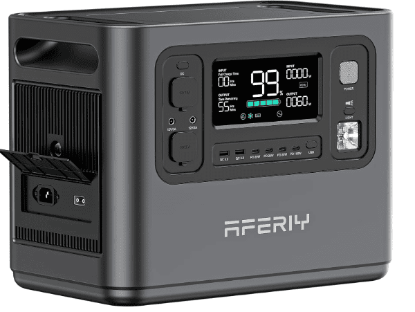 AFERIY 1200W Portable Power Station 960Wh – Solar Generator with 2 AC Outlets, LFP Battery, UK Plug