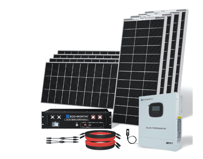 ECO-WORTHY 1600W 48V Solar Panel Kit – 8×195W Bifacial Panels, 51.2V 100Ah LiFePO4 Server Rack Battery & Hybrid Inverter (MPPT Off-Grid System for Home, Shed & Workshop) 1 ECO-WORTHY 1600W 48V Solar Panel Kit – 8×195W Bifacial Panels, 51.2V 100Ah LiFePO4 Server Rack Battery & Hybrid Inverter (MPPT Off-Grid System for Home, Shed & Workshop)