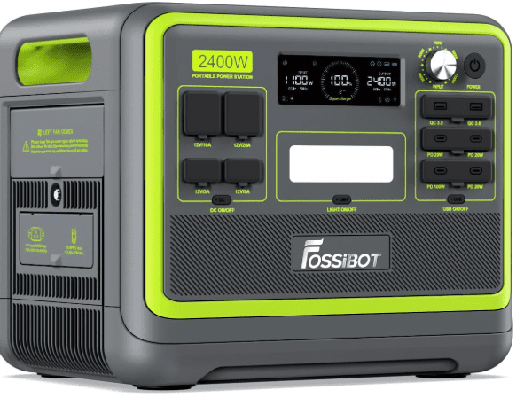 FOSSiBOT F2400 Portable Power Station – 2048Wh LiFePO4, 2400W AC, Solar & USB-C, Fast Charging for RV, Camping & Home