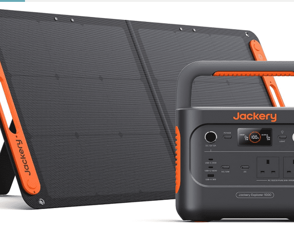 Jackery Explorer 1000 v2+ (2024) 1070Wh Portable Power Station + 100W Solar Panel – 1500W AC, 100W USB-C, 1-Hour Fast Charge Solar Generator for Camping, RV & Off-Grid Living