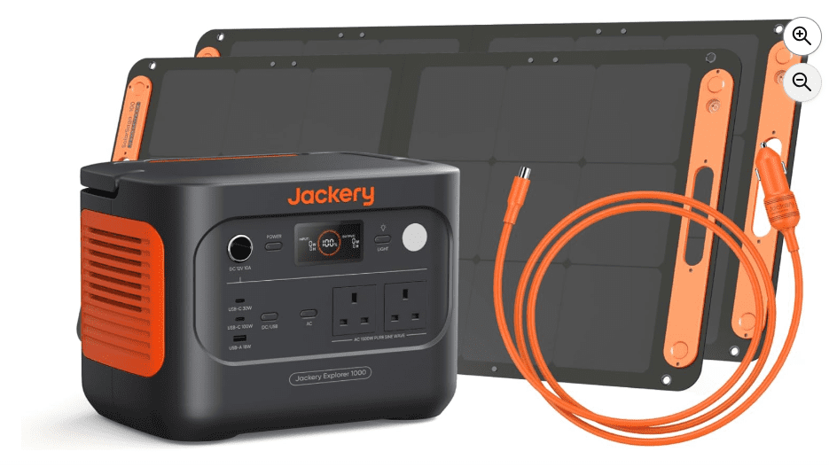 Jackery Explorer 1000 v2 Portable Power Station – 1070Wh LiFePO4, 1500W AC / 100W USB-C, with 2×100W Solar Panels & Car Charging Cable 1 Jackery Explorer 1000 v2 Portable Power Station – 1070Wh LiFePO4, 1500W AC / 100W USB-C, with 2×100W Solar Panels & Car Charging Cable