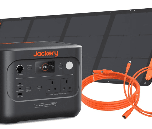 Jackery Explorer 1000 v2 Portable Power Station (1070Wh LiFePO4), 1500W AC / 100W USB-C, 1-Hour Fast Charge, 200W Solar Panel Bundle with Extension & Car Charging Cables