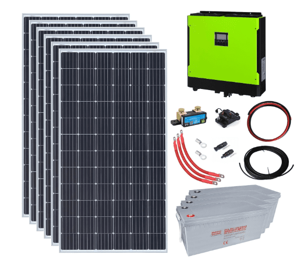 2.1kW Grid-Tie Solar Kit with 5.5kW Hybrid Inverter & 9.6kWh Battery Bank