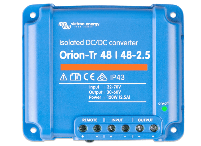 Victron Orion-Tr IP43 48/48V 2.5A 120W DC-DC Converter 1 Victron Energy Orion-Tr IP43 48/48-Volt 2.5 amp 120-Watt DC-DC Converter, Isolated