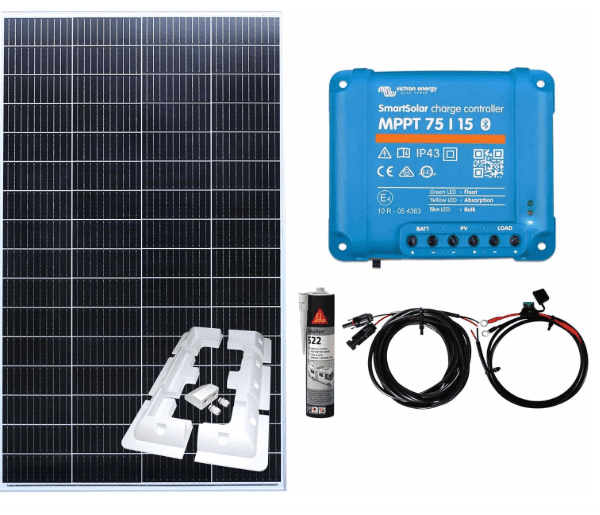 LOWENERGIE 200W Solar Panel Kit with MPPT Charge Controller, Battery Cables & Mounting Kit – Motorhome & Caravan 12V System