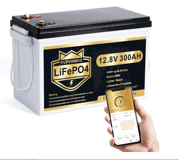 12V 300Ah MINI LiFePO4 Lithium Battery with Bluetooth, 200A BMS, 3840Wh, 15,000 Cycles – RV & Solar Ready