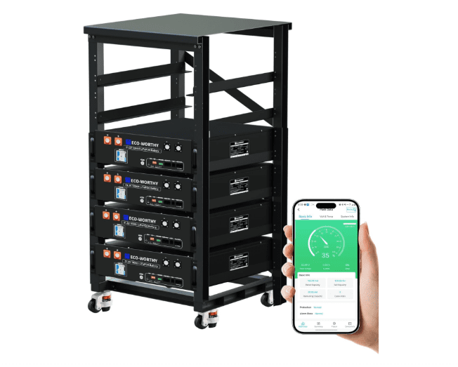 ECO-WORTHY 4-Pack 48V 100Ah LiFePO4 Server Rack Battery – 20.48kWh with Bluetooth & WiFi for Home & Workshop 1 ECO-WORTHY 4-Pack 48V 100Ah LiFePO4 Server Rack Battery – 20.48kWh with Bluetooth & WiFi for Home & Workshop