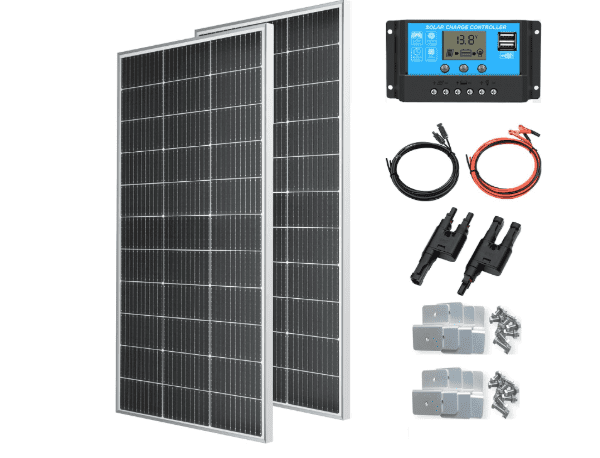 XINPUGUANG 300W Off-Grid Solar Panel Kit (2x150W) with 30A Charge Controller – 12V Battery System for RV, Boat & Camper