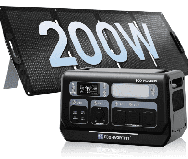 ECO-WORTHY 2400W Portable Power Station 2048Wh with 200W Solar Panel