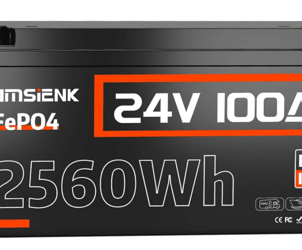 HumsiENK 24V 100Ah LiFePO4 Lithium Leisure Battery – 2560Wh, 100A BMS