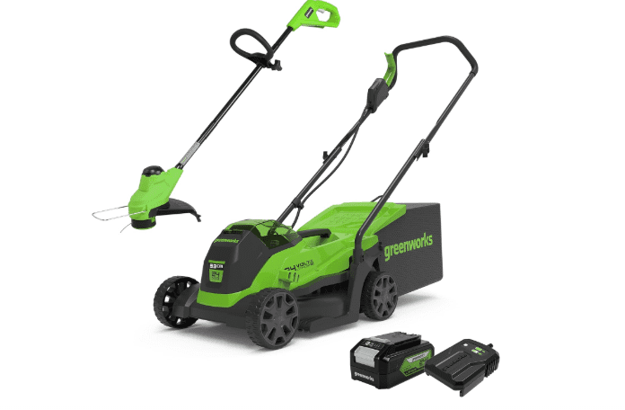 Greenworks 24V Mower & Trimmer Kit 33cm 25cm 4Ah 1 Greenworks 24V Mower & Trimmer Kit 33cm 25cm 4Ah