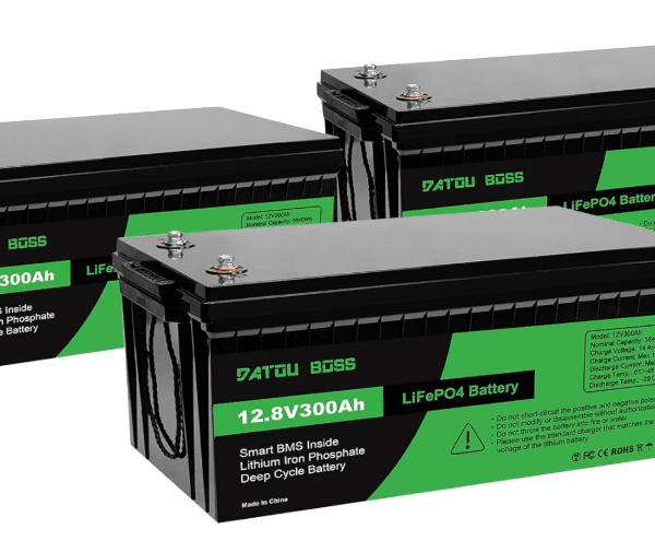 DATOUBOSS 3-Pack 12V 300Ah LiFePO4 Battery 3840Wh with 200A BMS – 8000+ Cycles for Solar, RV & Off-Grid