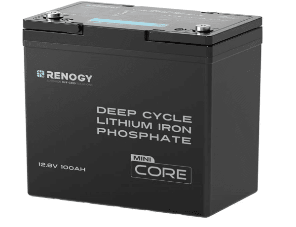 Renogy 12V 100Ah LiFePO4 Battery – Mini Size, IP65 & BMS Protected, 5000+ Cycles for Caravan, Boat & Off-Grid