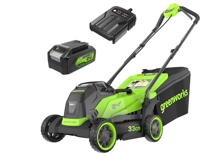 Greenworks 24V 33cm Brushless Mower 4Ah Kit 1 Greenworks 24V 33cm Brushless Mower 4Ah Kit