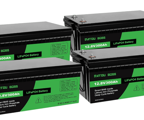 DATOUBOSS 4-Pack 12V 300Ah LiFePO4 Battery 3840Wh with 200A BMS – 8000+ Cycles for Solar, RV & Off-Grid
