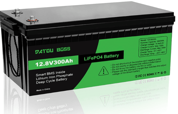 DATOUBOSS 12V 300Ah LiFePO4 Lithium Battery with 200A BMS – 15000+ Cycles for Solar, RV & Off-Grid
