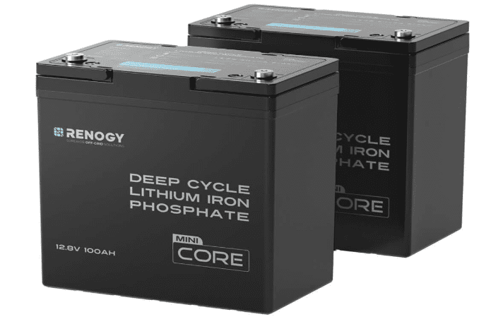Renogy 2-Pack 12V 100Ah LiFePO4 Battery – Mini Size, IP65 & BMS Protected, 5000+ Cycles for Caravan, Boat & Solar 1 Renogy 2-Pack 12V 100Ah LiFePO4 Battery – Mini Size, IP65 & BMS Protected, 5000+ Cycles for Caravan, Boat & Solar