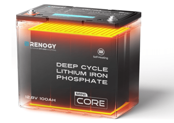 Renogy 12V 100Ah LiFePO4 Battery – Mini Size, DuoHeat Self-Heating, 100A BMS, 5000+ Cycles for RV, Caravan & Off-Grid 1 Renogy 12V 100Ah LiFePO4 Battery – Mini Size, DuoHeat Self-Heating, 100A BMS, 5000+ Cycles for RV, Caravan & Off-Grid