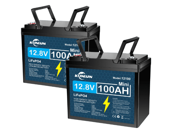 KUNLUN 12V 100Ah LiFePO4 Lithium Battery (2 Pack) – 1280Wh Deep Cycle Power 1 KUNLUN 12V 100Ah LiFePO4 Lithium Battery (2 Pack) – 1280Wh Deep Cycle Power